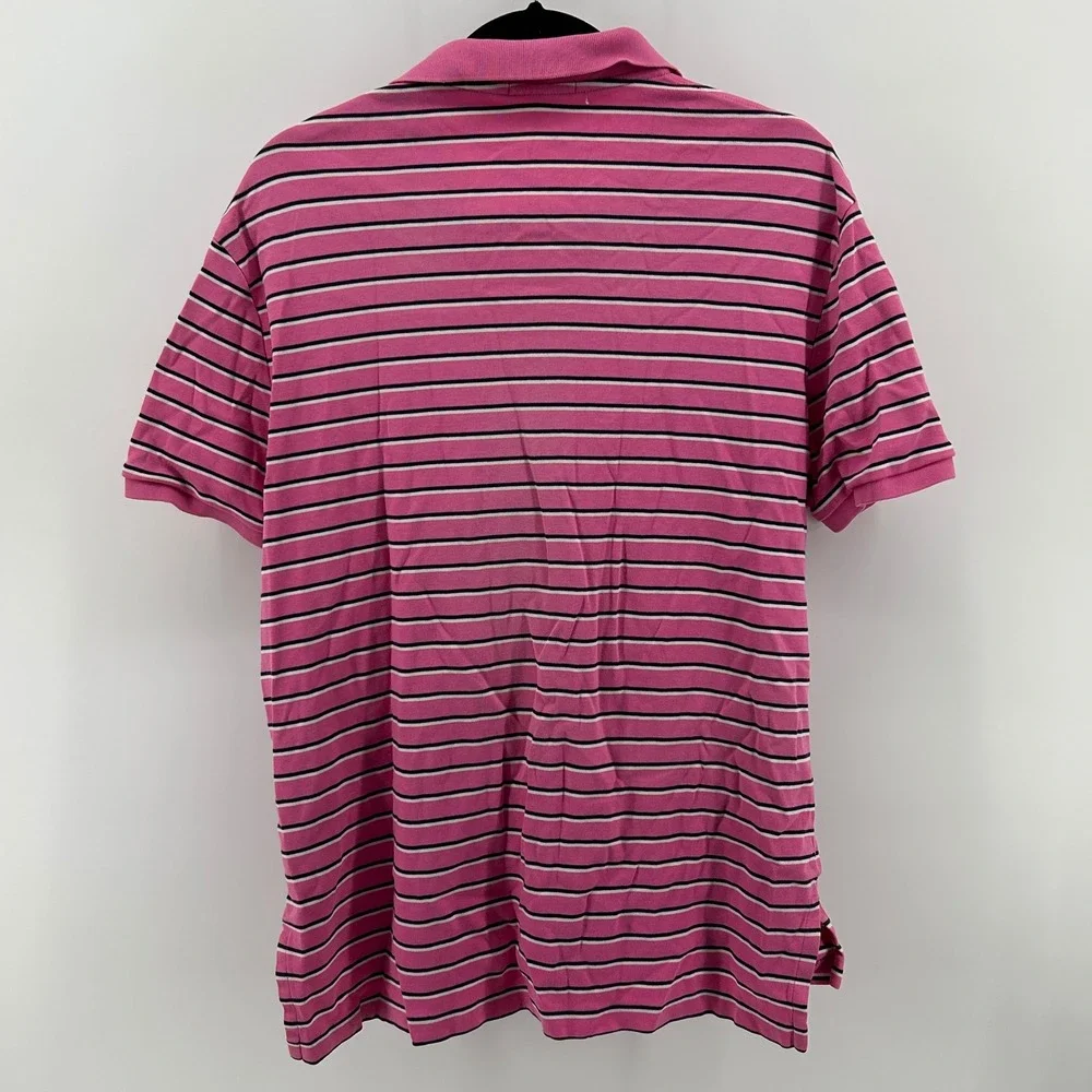 Polo Ralph Lauren Men XL Pink Striped Short Sleeve‎ Cotton Shirt Preppy Classic